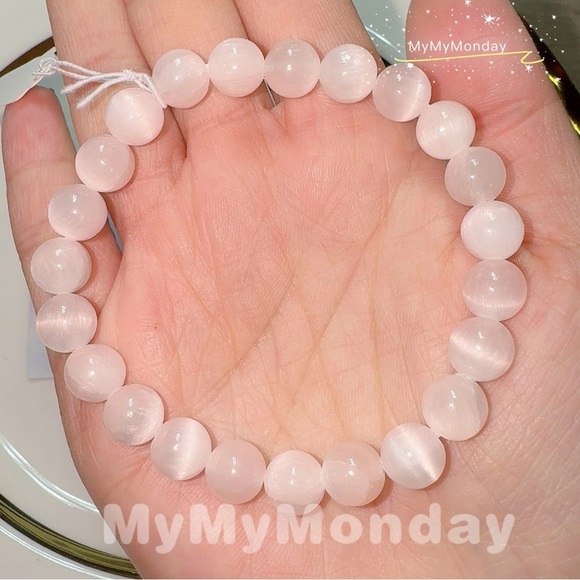 Handmade Jewelry - Light Pink Selenite Bracelet 8mm